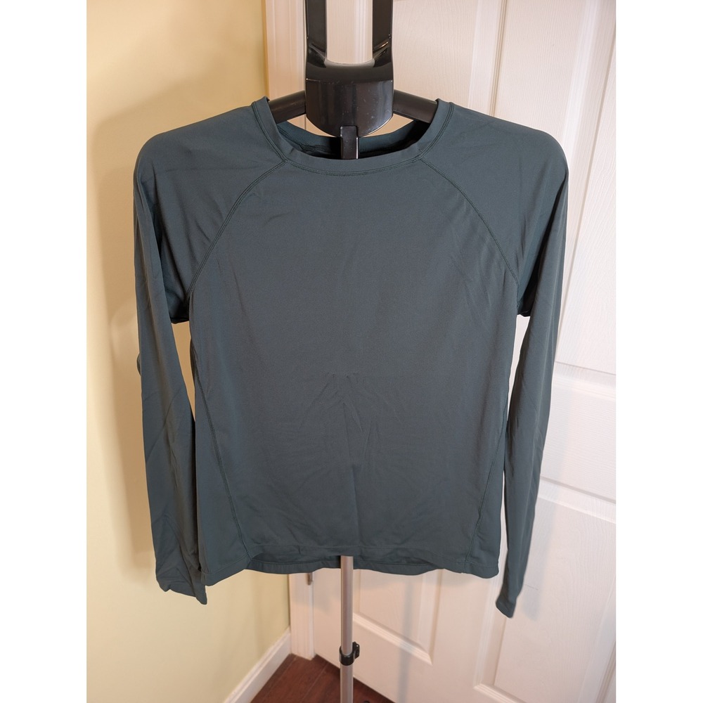Quince Ultra Form Long Sleeve Top Women Medium Green Raglan Athletic